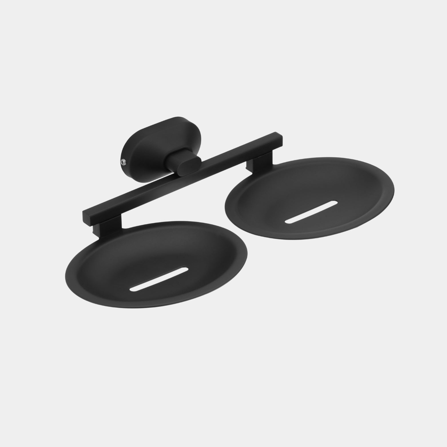 Sparrow stainless steel dual soap stand in premium matte black finish isolated on a clean light background